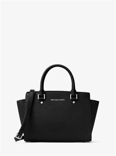 michael kors selma saffiano medium leather satchel bag|Michael Kors saffiano wallet black.